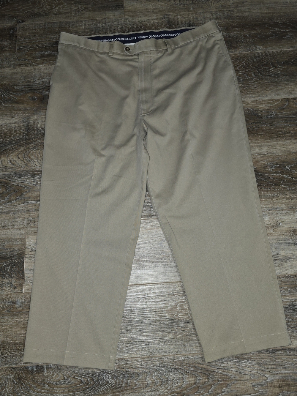 ROUNDTREE & YORKE TravelSmart Classic Fit Flat Front Khaki 44 X 30 Stretch